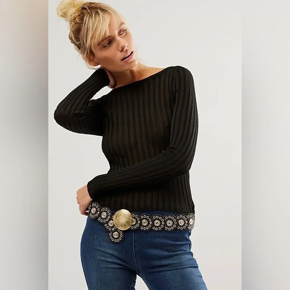 NWOT Free People Hits Different Lace Up Long Sleeve Black